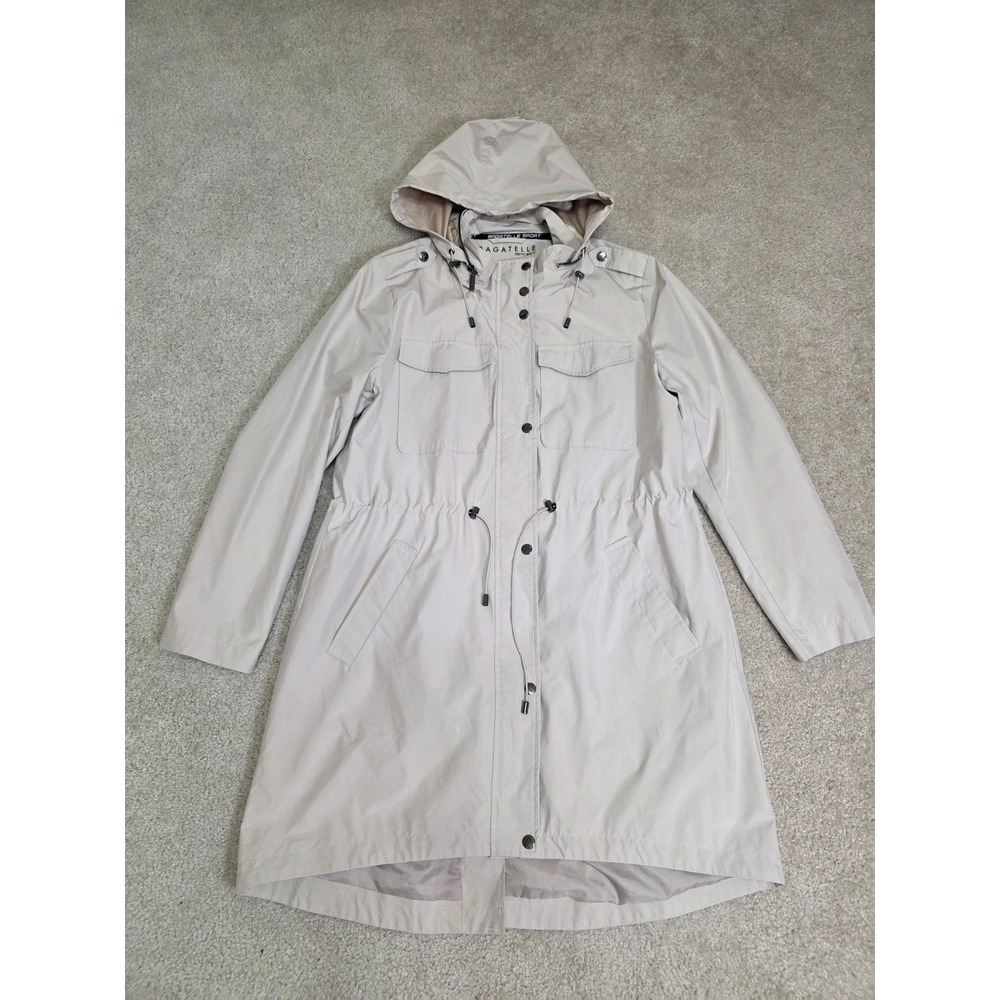 Bagatelle Sport Womens Beige Hooded Rain Jacket Anorak Coat Size L